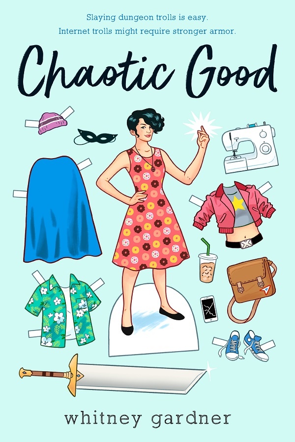 Cover of Chaotic Good. A paper doll of a girl, surrounded by both masculine and feminine clothes