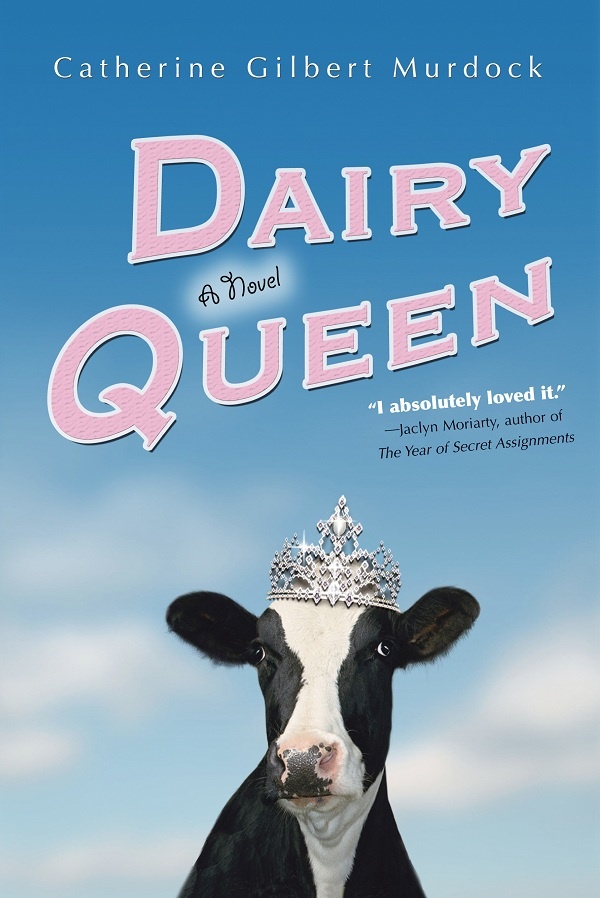 Cover of Dairy Queen, with a black and white cow wearing a tiara