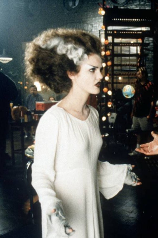 Felicity, dressed as the Bride of Frankenstein, at a Halloween party