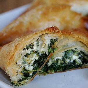 Close up of greek food spanakopita