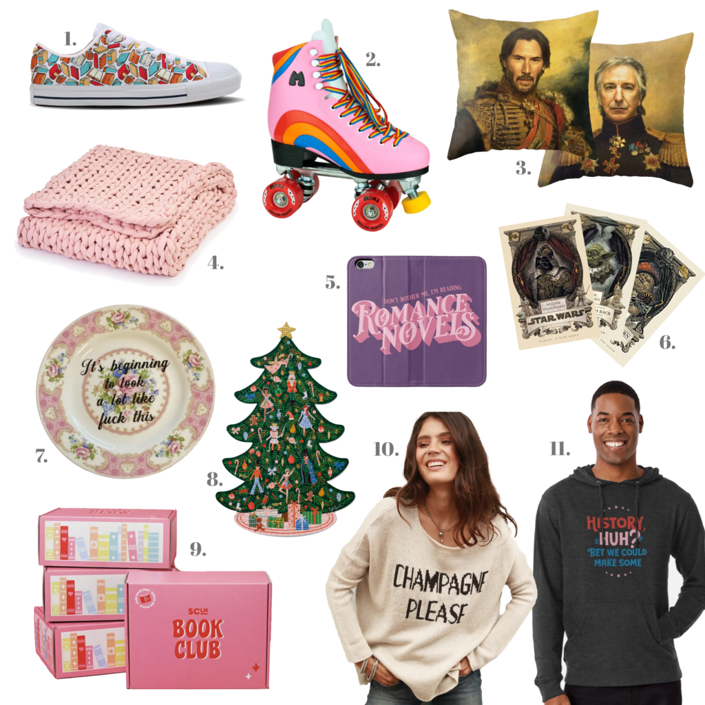 Round up of images of bookish holiday gifts over $30