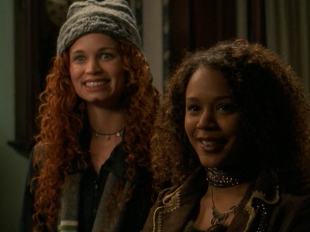 Two women smiling