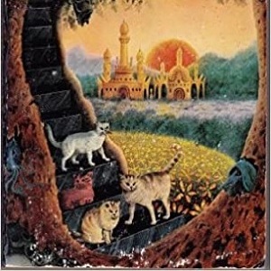 Cover of a Lovecraft compilation featuring cats in front of a fantastical city