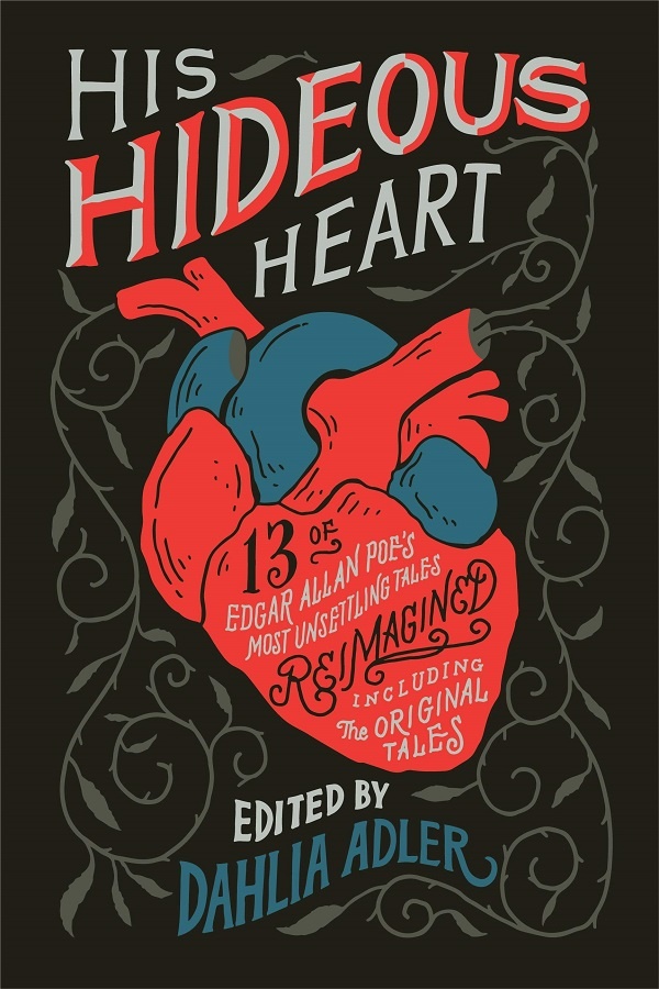Cover of His Hideous Heart, with a red and blue illustration of a human heart