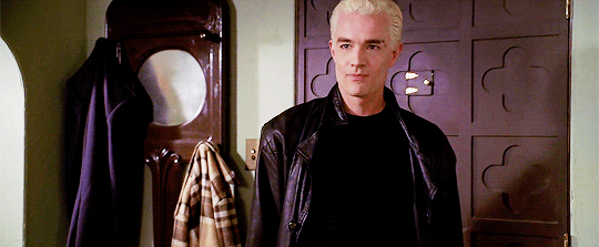 Spike, talking in front of Buffy's front door