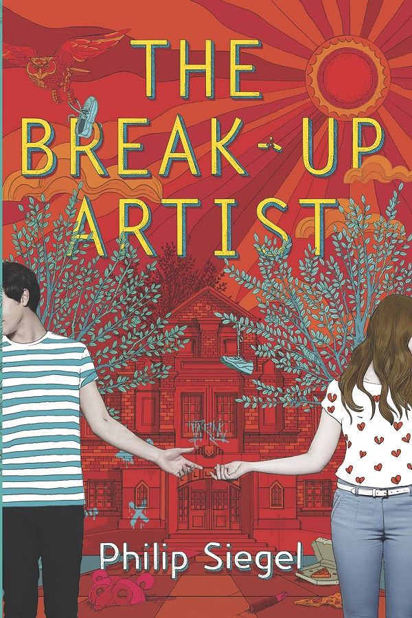 Cover of The Breakup Artist by Philip Siegel. A teen boy and girl face away from each other in a cover done in glaring reds and yellows