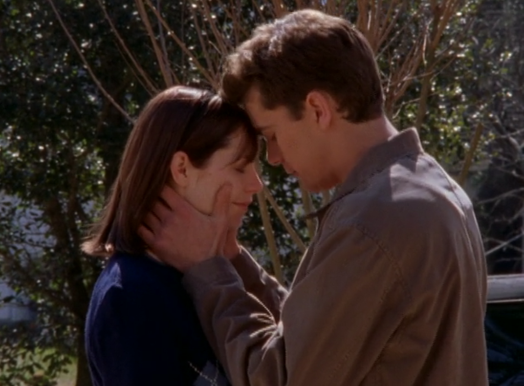 Pacey hugs Andie before she leaves, holding her face in his hands and touching his forehead to hers