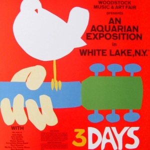 The famous Woodstock poster of a dove on the neck of a guitar