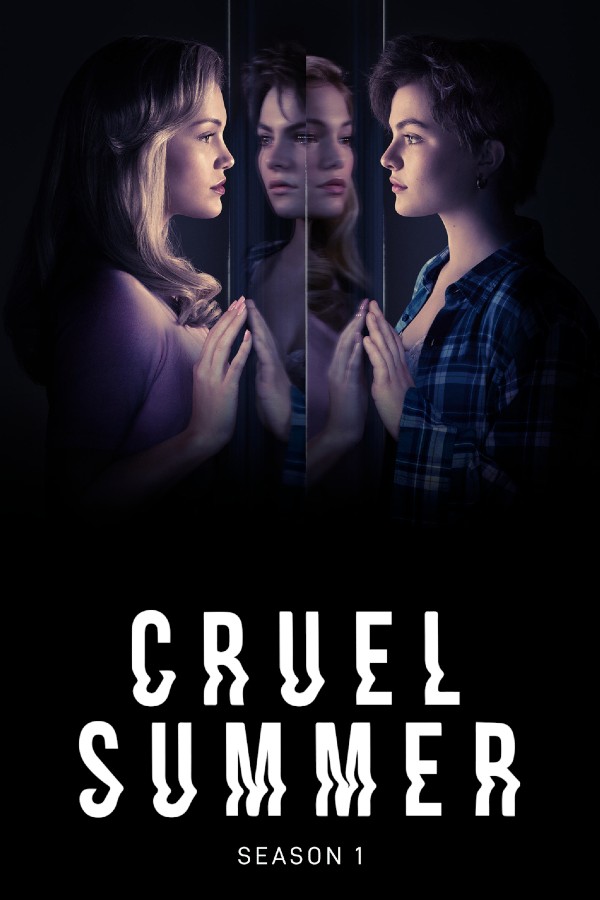 Poster for Cruel Summer, with Kate and Jeanette facing each other as if looking through a mirror