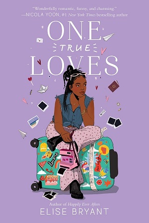 Cover of One True Loves by Elise Bryant. A Black, teenage girl with a Polaroid camera sits on a suitcase