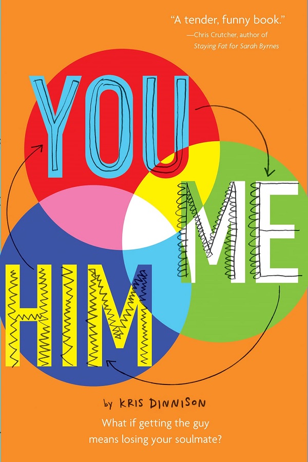 Cover of You and Me and Him by Kris Dinnison. A red, green, and blue Venn diagram