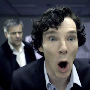 Sherlock, from the TV show of the same name, looking surprised