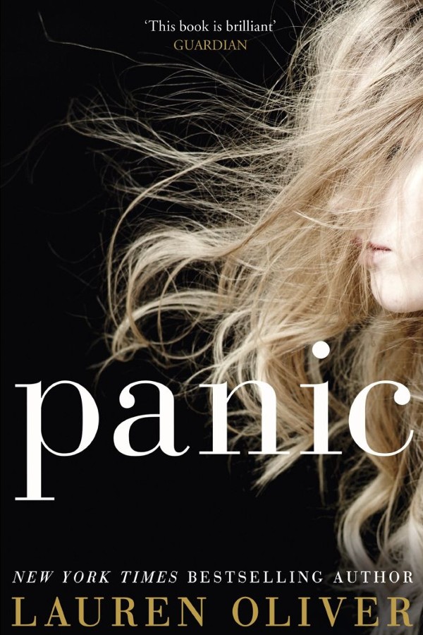 Cover of Panic, with a white girl in profile, her blonde hair blowing forward