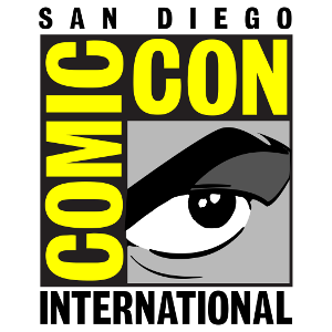 The logo for Comic Con, a comic book black and white eye.