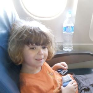 Sophie on an airplane