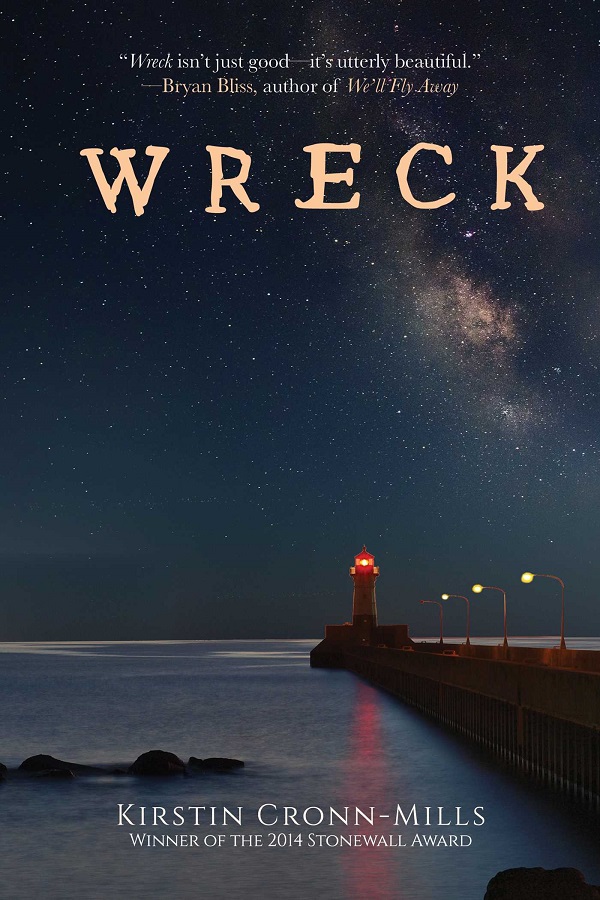 Cover of Wreck by Kirstin Cronn-Mills. A lighthouse at night on a lake.