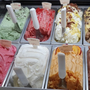 tubs of multicolored ice cream