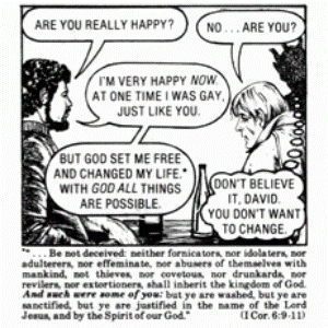 Snippet from a Jack Chick comic about the evils of homosexuality