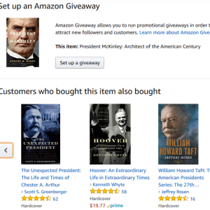 Amazon screenshot for books about Arthur, Hoover, and Taft