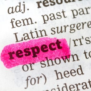 The word RESPECT highlighted in pink in a dictionary