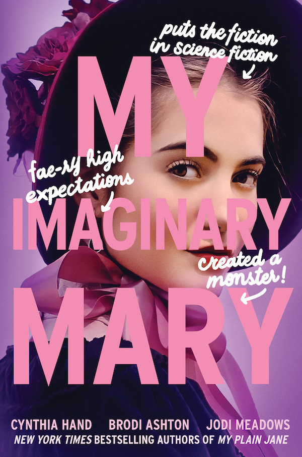 Cover of My Imaginary Mary, featuring a woman wearing a bonnet with the title text and handwritten notes placed over her face