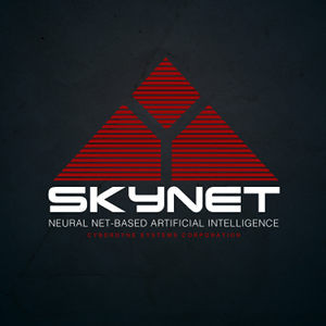 The logo of Skynet from THE TERMINATOR