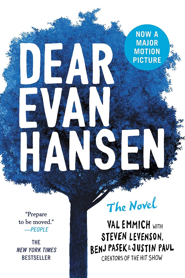 Cover of Dear Evan Hansen: The Novel, by Val Emmich. A blue tree.