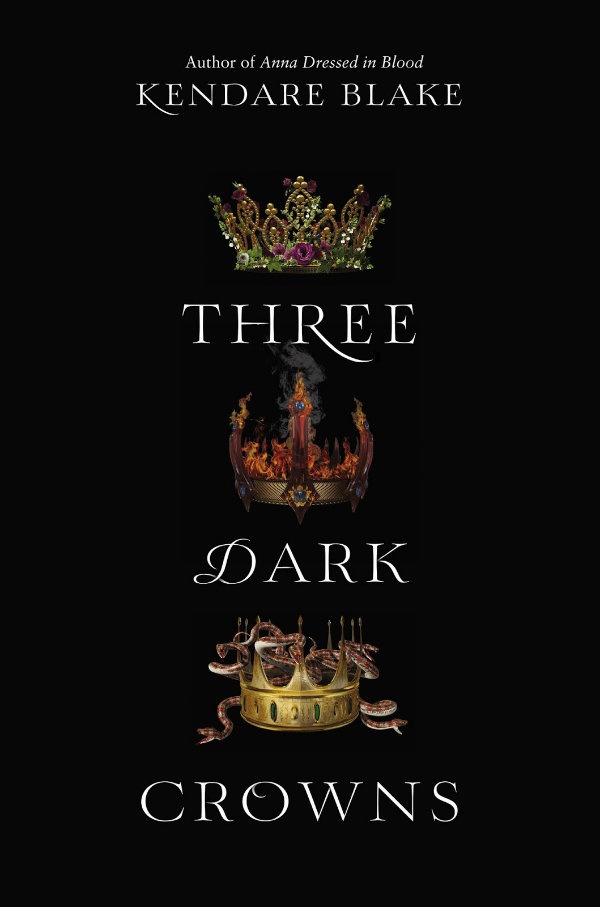 Three crowns spaced out between the title on a black background.