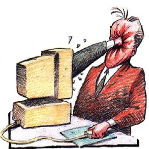 Plympton cartoon of a computer screen punching a man