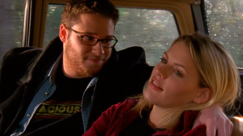 Seth Rogen and Audrey in a car together