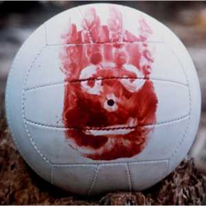 A volleyball with a hand-print face on it from CASTAWAY.