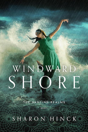 Cover of Windward Shore, featuring a dancer in a green dress in front of a crashing ocean wave