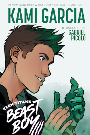 Cover of Teen Titans: Beast Boy, featuring a young man with a streak of green hair and one green hand with claws