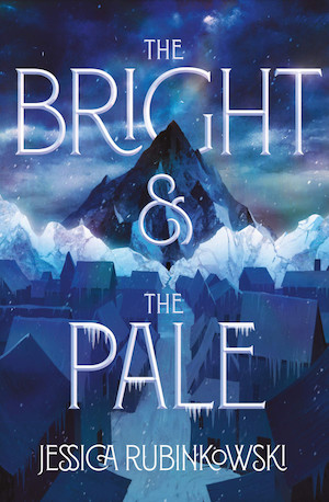 Cover of The Bright and the Pale, featuring an imposing black mountain looping over a frozen city