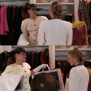 Screenshot from Pretty Woman, when Julia Roberts tells the snobby boutique lady, "Big mistake, huge," as she shows her all of her shopping bags