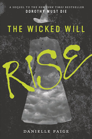 Cover of The Wicked Will Rise, featuring a grey witch hat and cloud-patterned long dress