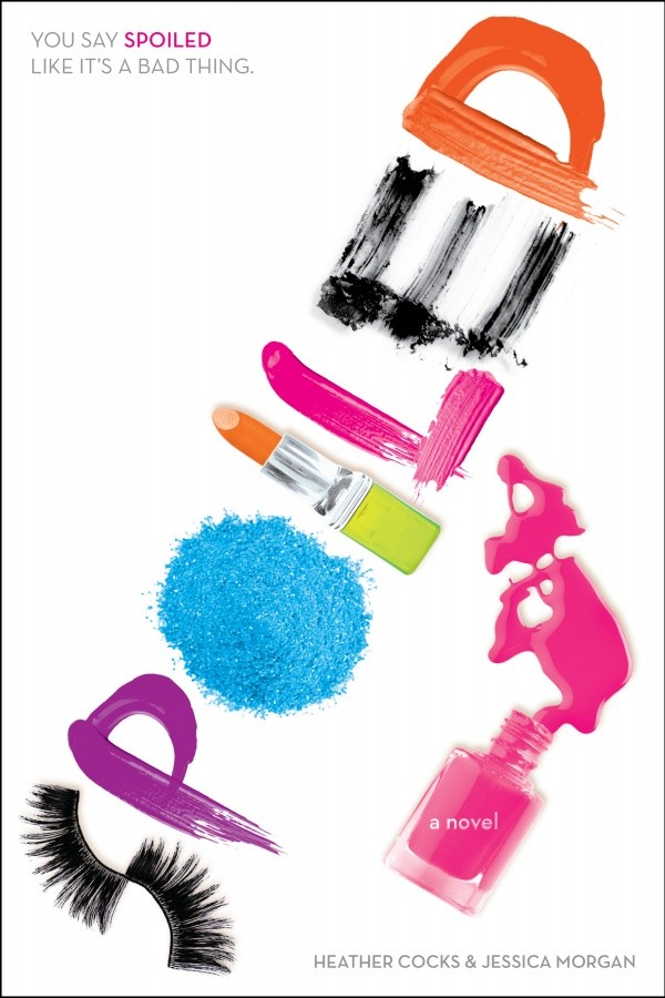 Cover of Spoiled, with the title written out in make-up and a spilt bottle of pink nail polish underneath