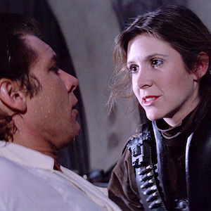 Star Wars' Princess Leia looks at a freshly thawed Han Solo