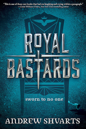 Cover of Royal Bastards, featuring a throne on a teal background overlayed by the title in silver