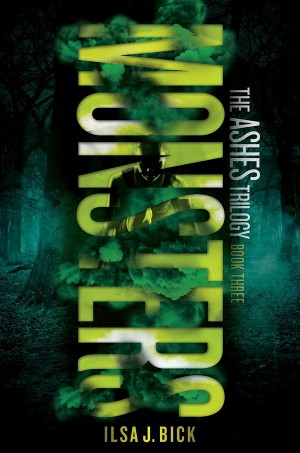 Cover of Monsters, with the title encased in green smoke and a figure hidden within the letters