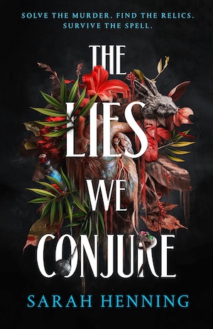 Cover of The Lies We Conjure, featuring a human heart surrounded by foliage