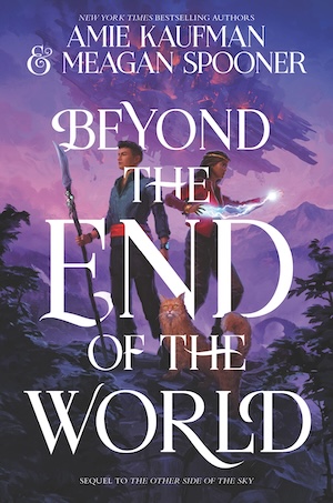 Cover of Beyond the End of the World, featuring a boy and girl standing back to back with weapons aloft