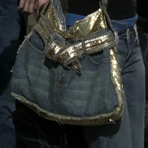 A pure made out of the top of jeans with gold sequins