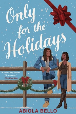 Cover of Only for the Holidays, featuring a black man and black woman standing near a fence decorated for Christmas.