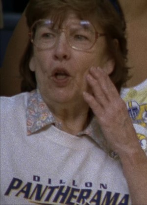 Grandma Saracen with a pleasantly shocked expression on her face