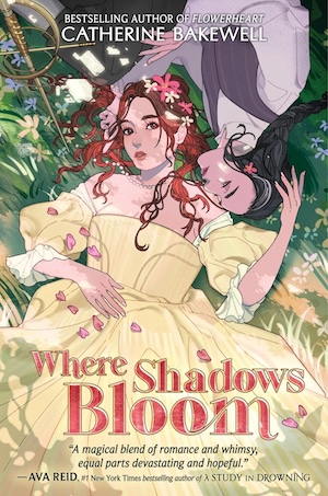 Cover of Where Shadows Bloom, featuring two young women lying in a field of grass