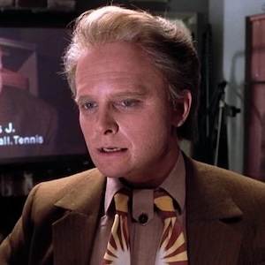 Michael J. Fox as an old man version of Marty McFly in Back to the Future.